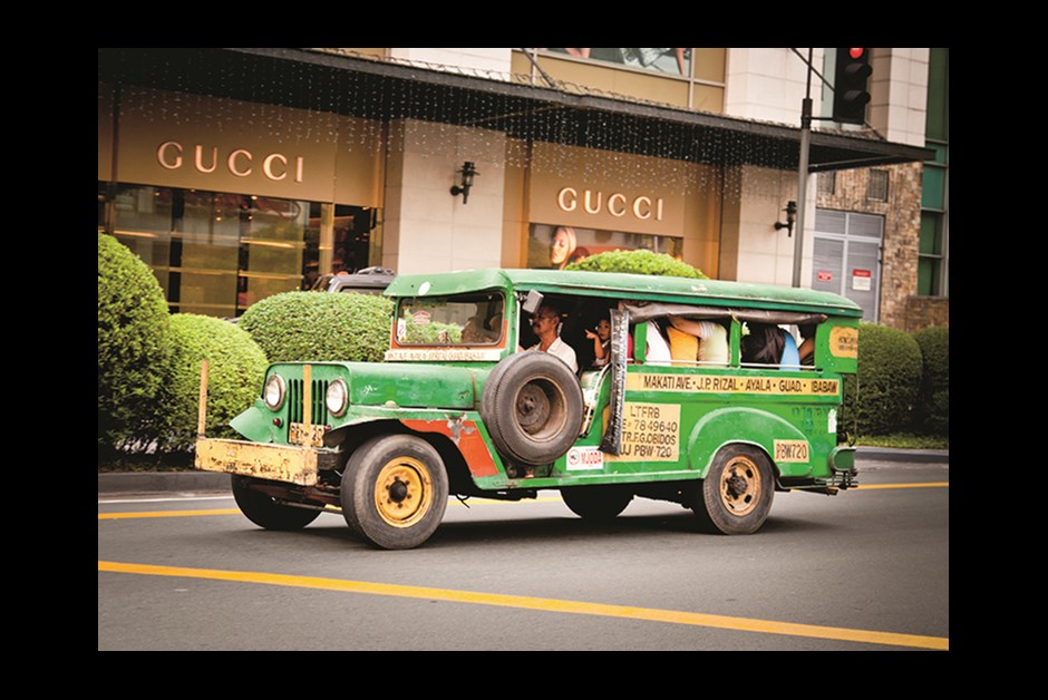 DESIGNER STORES (AND “JEEPNEYS”) LINE THE TONY STREETS OF MAKATI